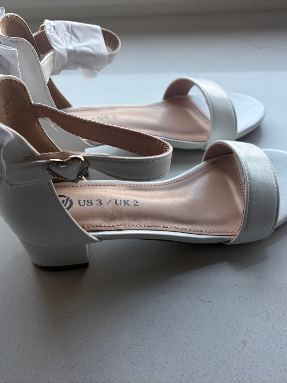 White Ankle-Strap Block Heel Sandals